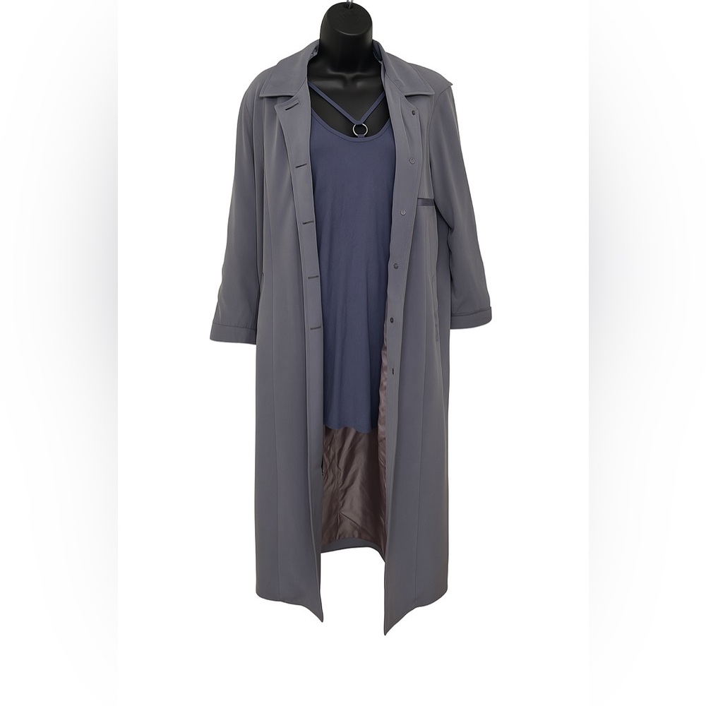 ✨ Vintage Carol Cohen Long Trench Coat – Lavender Slate – Lined – Style CL528 ✨
